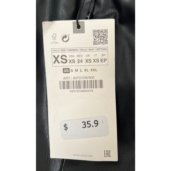 Zara Faux Leather Leggings Size XS Womens Black High Rise NWT Blogger Favorite - Picture 8 of 11